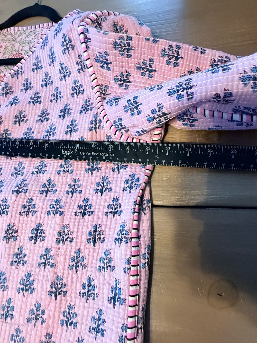 Reversible Quilted Floral Jacket Pink Block Print Cotton Cottagecore croquette - Picture 12 of 14